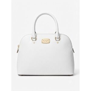 Michael Kors White Saffiano Leather Dome Satchel Bag Gold Hardware